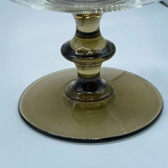 VTG Set of Three Libbey Tulip Champagne Dessert Parfait Amber Glasses MCM - Picture 3 of 4